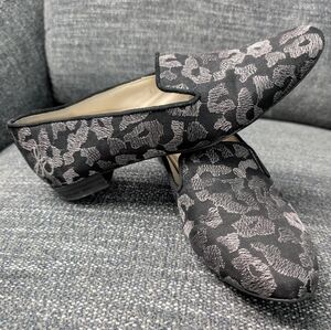 Sam Edelman Jordy Silver Metallic Leopard Print Fabric Leather Loafers Size 8